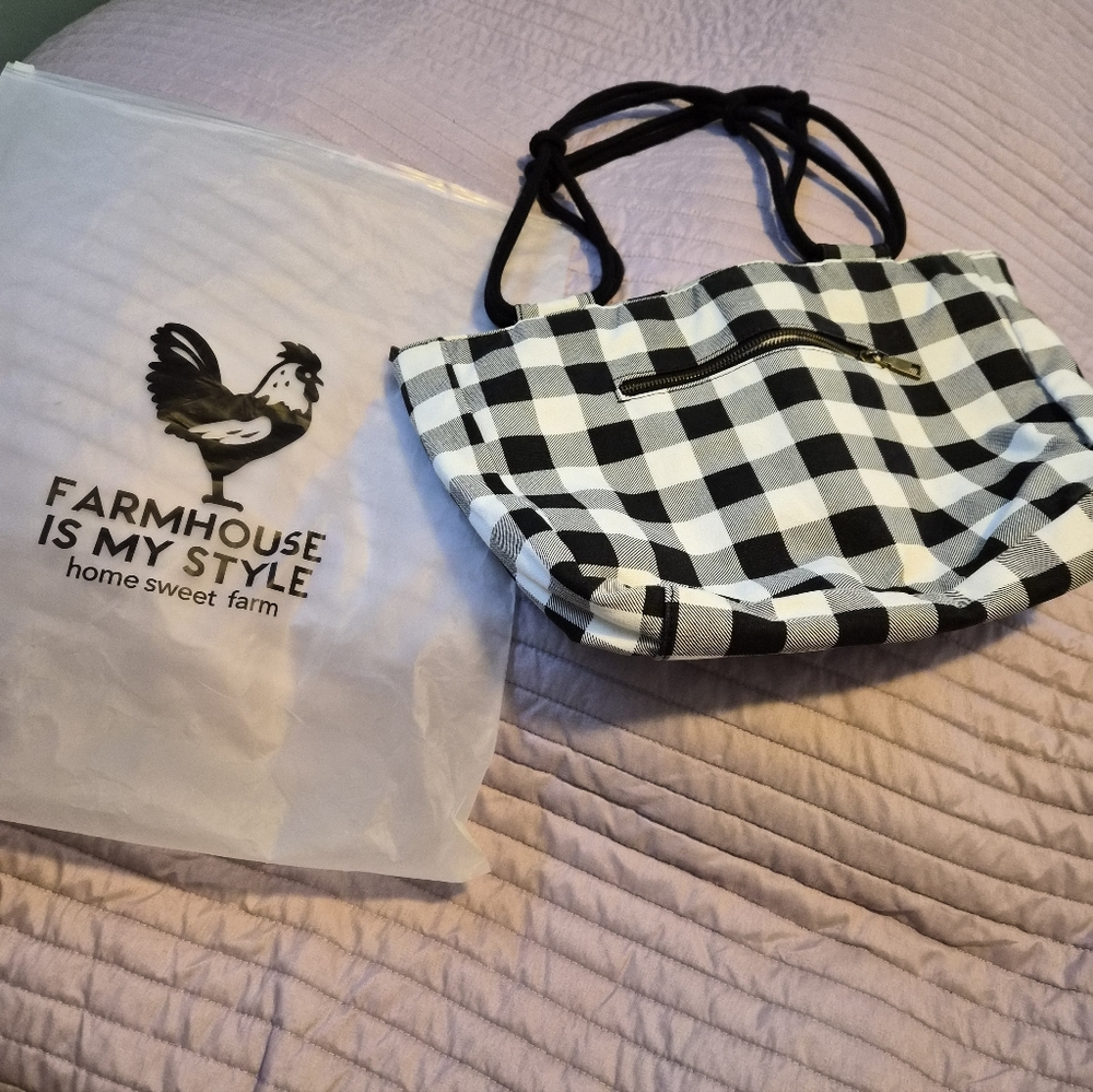 Black and White Checkered Tote Bag